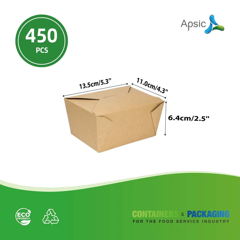 #1 Kraft Takeout Box, 5" x 4.5" x 2.5