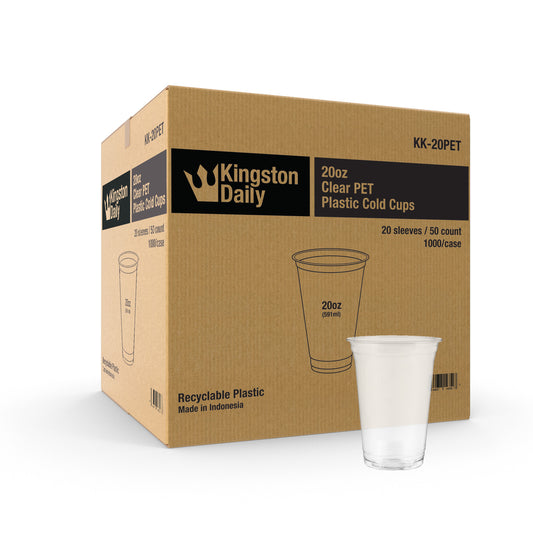 Kingston 20oz PET Plastic Cold Cups (98mm) - 1,000 ct