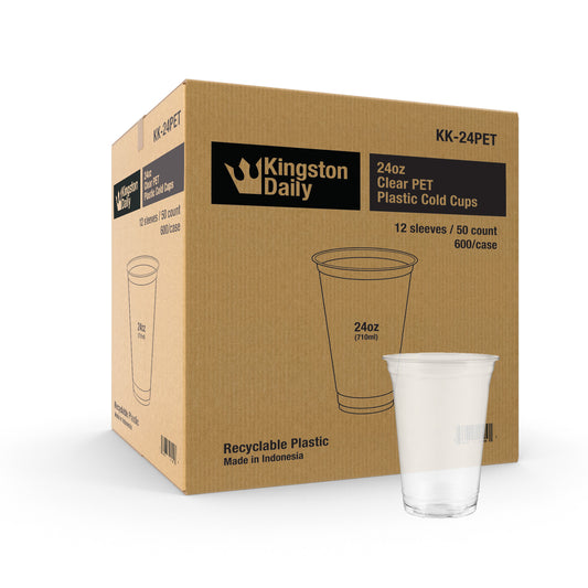 Kingston 24oz PET Plastic Cold Cups (98mm) - 600 ct