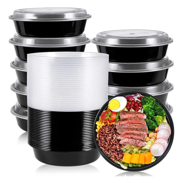 Round Microwaveable Container with Lid in 16-48 oz sizes, 150 sets