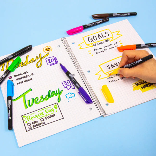 BAZIC Black Fine Tip Permanent Markers w/ Pocket Clip Sold in 24 Units