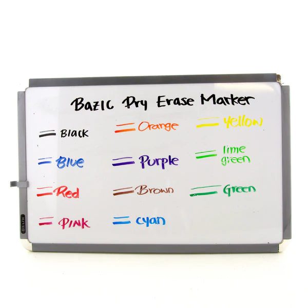BAZIC Bright Color Chisel Tip Dry-Erase Markers (12/Box) Sold in 12 Units