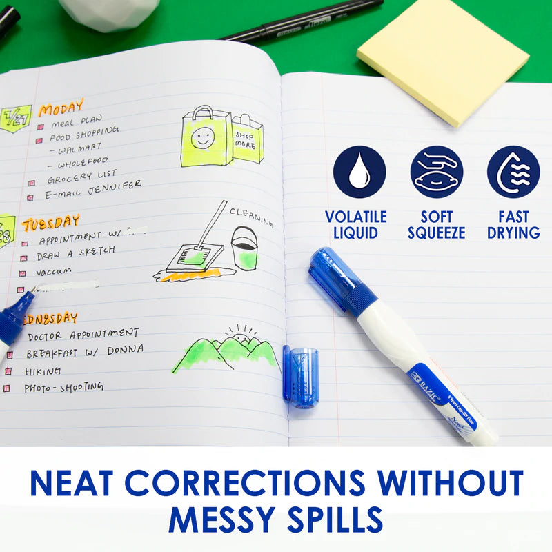 BAZIC 7 ml Metal Tip Correction Pen (2/Pack) Sold in 24 Units