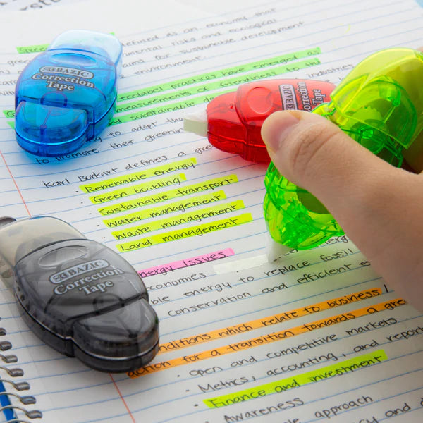 BAZIC 5 mm x 196" Mini Correction Tape with Protective Cap Sold in 24 Units