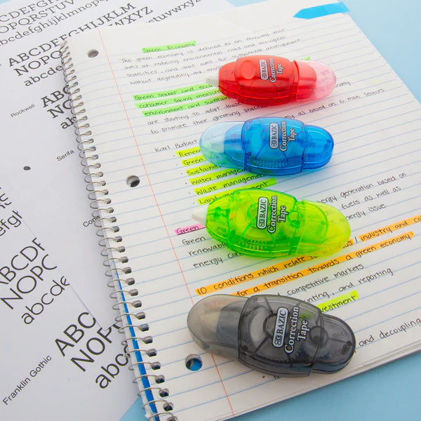 BAZIC 5 mm x 196" Mini Correction Tape with Protective Cap Sold in 24 Units