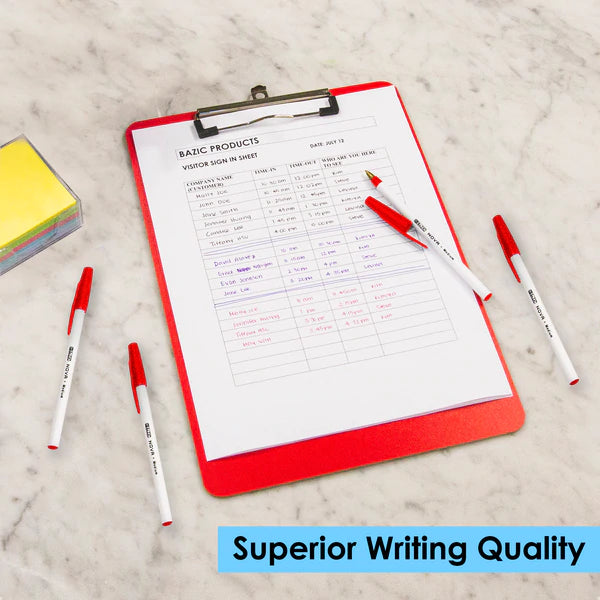 BAZIC Nova Red Color Stick Pen (12/Box) Sold in 12 Units