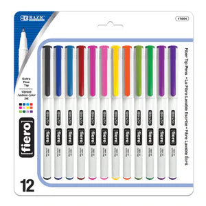 12 Color Fiero Fiber Tip Fineliner Pen Sold in 12 Units