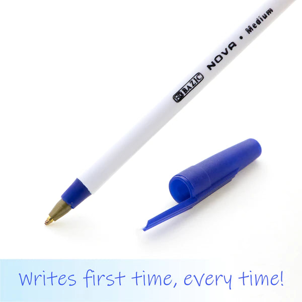 BAZIC Nova Blue Color Stick Pen (12/Pack) Sold in 24 Units