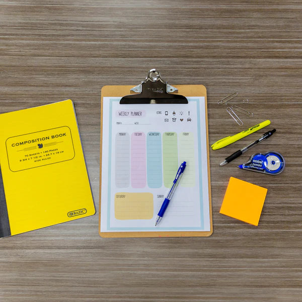 BAZIC Memo Size Hardboard Clipboard w/ Sturdy Spring Clip Sold in 24 Units