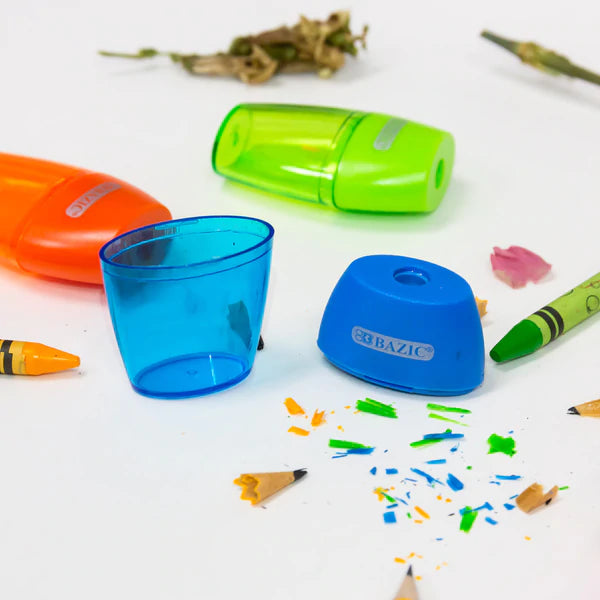 BAZIC Single Hole Sharpener w/ Receptacle Sold in 24 Units