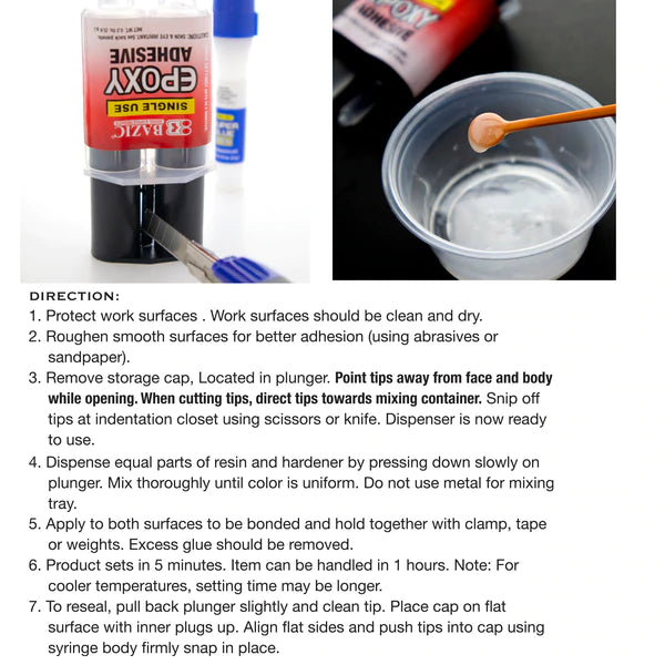 BAZIC 0.2 Oz / 5.6g Quick Setting Epoxy Glue w/ Syringe Applicator Sold in 24 Units