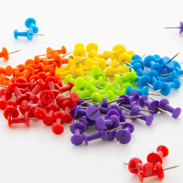 BAZIC Assorted Color Push Pins (100/Pack) Sold in 24 Units