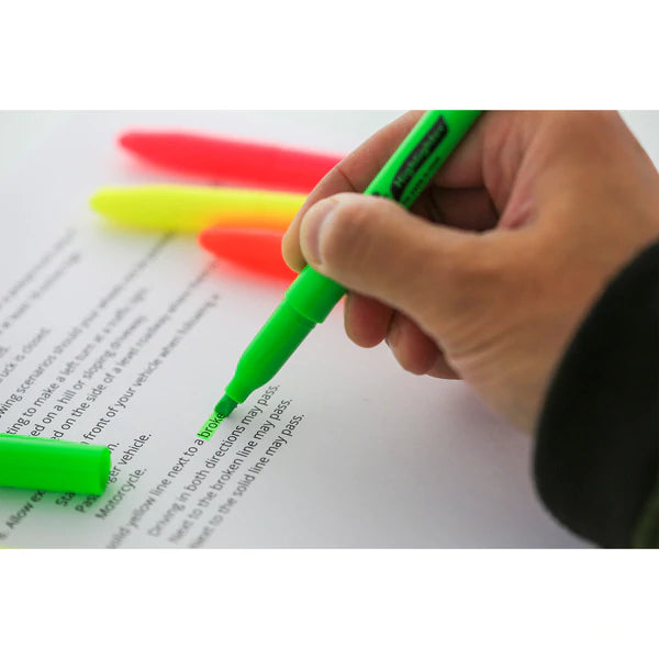 BAZIC Yellow Pen Style Fluorescent Highlighter w/ Pocket Clip (5/Pack) Sold in 24 Units