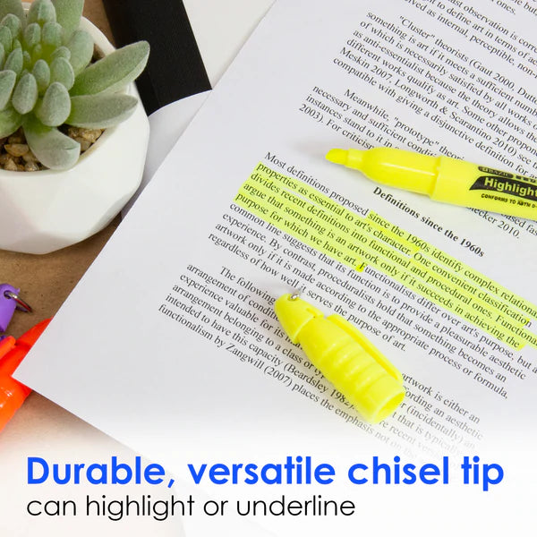 BAZIC Mini Fluorescent Highlighter w/ Cap Clip (6/Pack) Sold in 24 Units