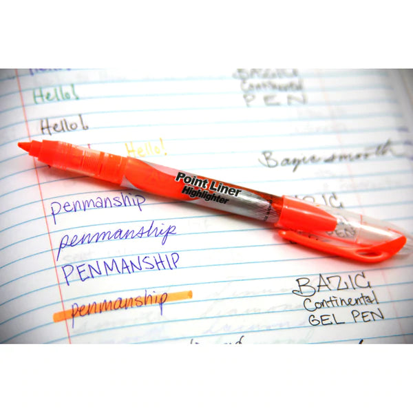 BAZIC Pen Style Fluorescent Color Liquid Highlighters (4/Pack) Sold in 24 Units