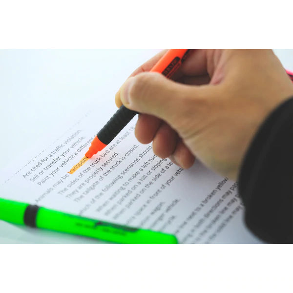 BAZIC Pen Style Fluorescent Highlighters w/ Cushion Grip (4/Pack) Sold in 24 Units