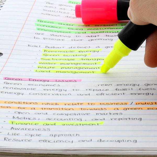 BAZIC Yellow Desk Style Fluorescent Highlighters w/ Cushion Grip (3/Pack) Sold in 24 Units