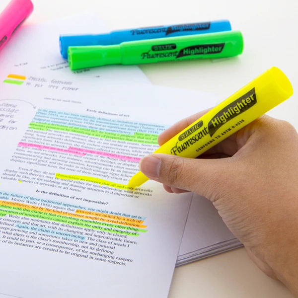 Desk Style Fluorescent Highlighters (12/Box) Sold in 12 Units
