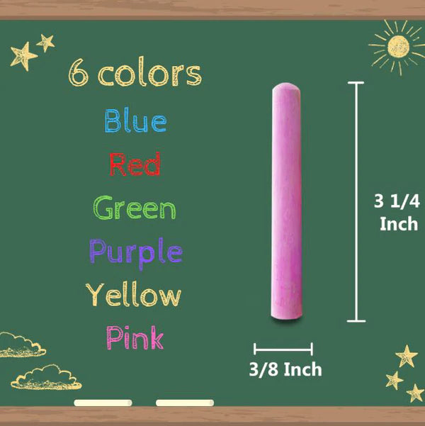 BAZIC Dustless Assorted Color Chalk (24/Box) Sold in 24 Units