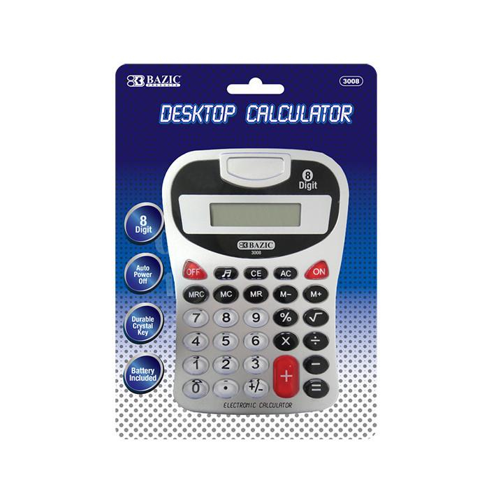 BAZIC 8-Digit Silver Desktop Calculator w/ Tone Sold in 12 Units