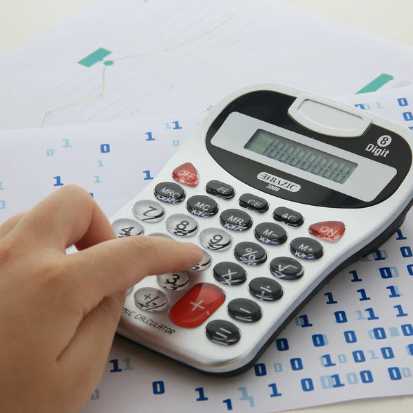 BAZIC 8-Digit Silver Desktop Calculator w/ Tone Sold in 12 Units