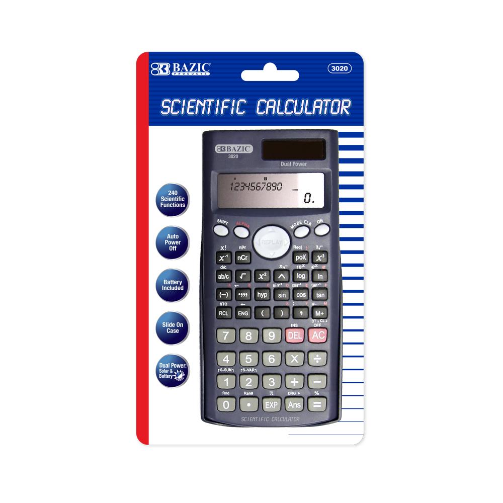BAZIC 240 Function Scientific Calculator w/ Slide-On Case Sold in 12 Units