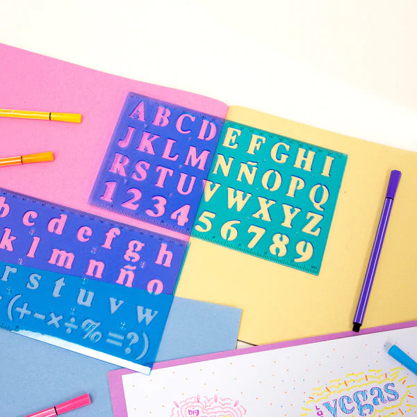 BAZIC 20mm Size Lettering Stencil Ruler Sets (2/Pack) Sold in 24 Units