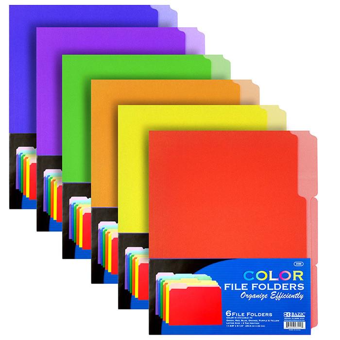 1/3 Cut Letter Size Color File Folders (6/Pack) Sold in 48 Units