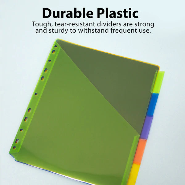 BAZIC 3-Ring Binder Pockets Dividers w/ 5 Insertable Color Tabs Sold in 24 Units