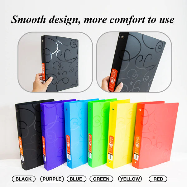 BAZIC 1" Swirl Poly 3-Ring Binder w/ Pocket Sold in 48 Units