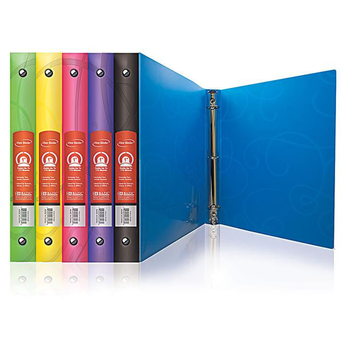 BAZIC 1" Swirl Poly 3-Ring Binder w/ Pocket Sold in 48 Units