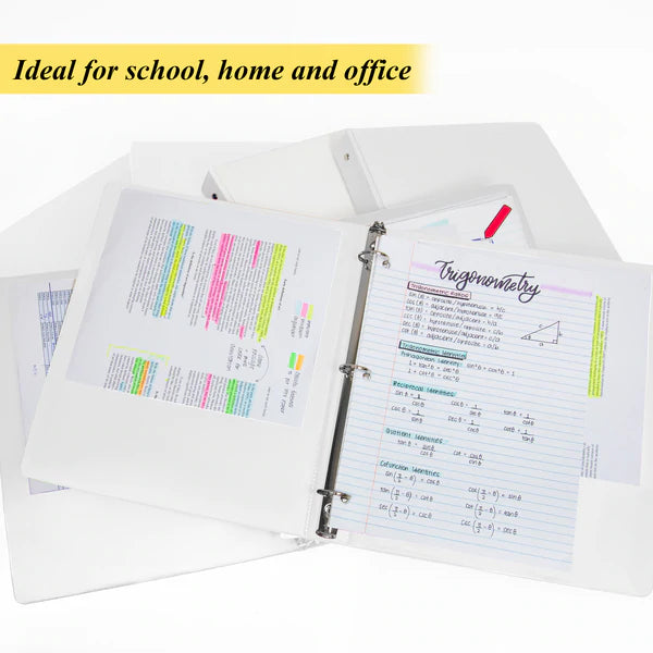 BAZIC 1" White 3-Ring Binder w/ 2 Pockets Sold in 12 Units