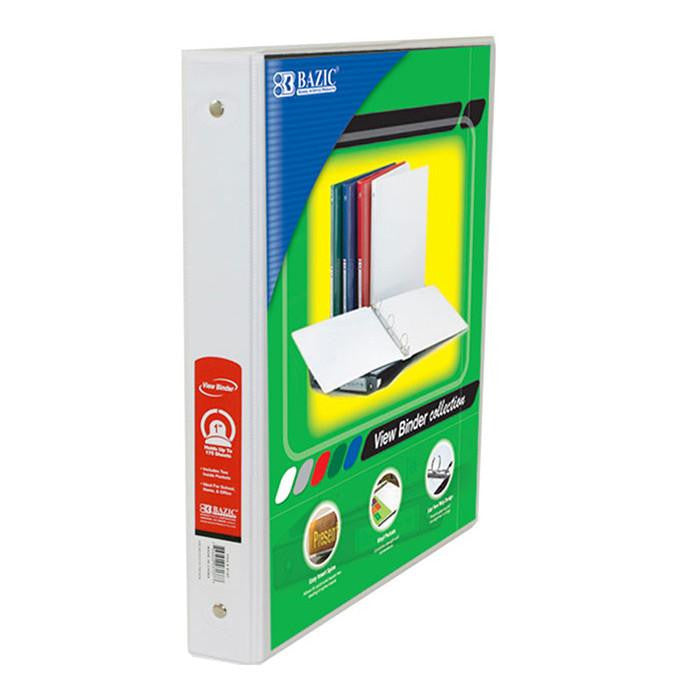 BAZIC 1" White 3-Ring View Binder w/ 2 Pockets Sold in 12 Units