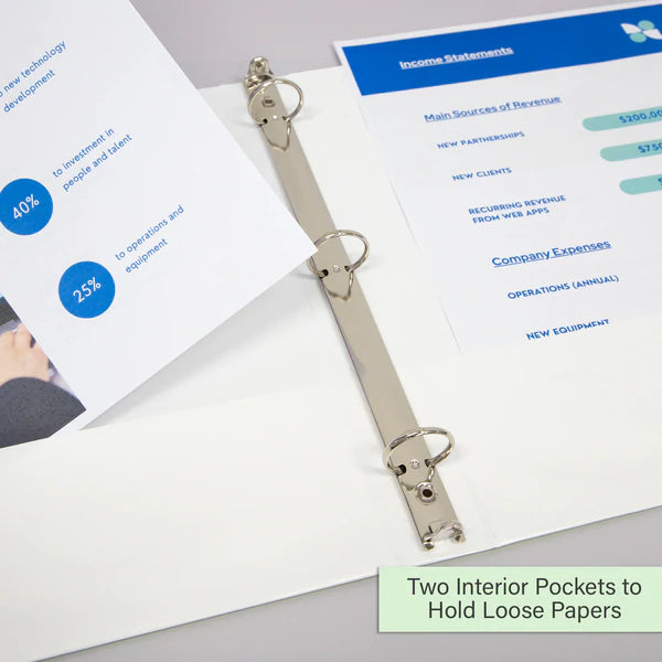 BAZIC 1" White Asst. 3-Ring Tinted View Binder w/ 2 Pockets Sold in 24 Units