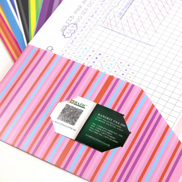 BAZIC Stripes 2-Pocket Poly Portfolio Sold in 48 Units