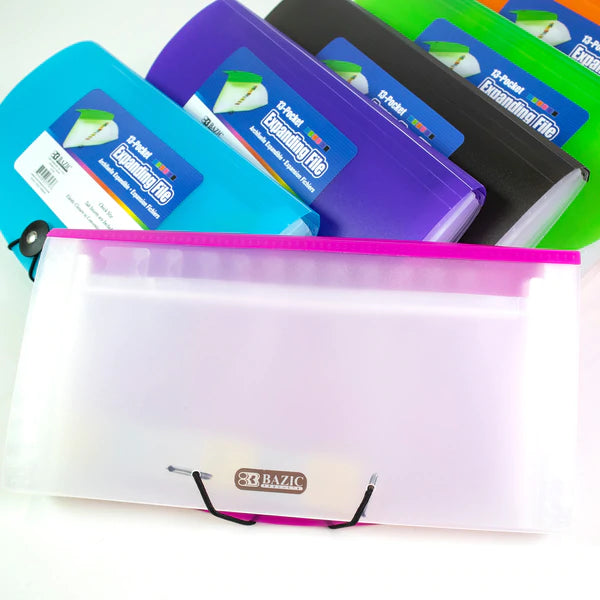 BAZIC 13-Pocket Check Size Poly Expanding File Sold in 24 Units