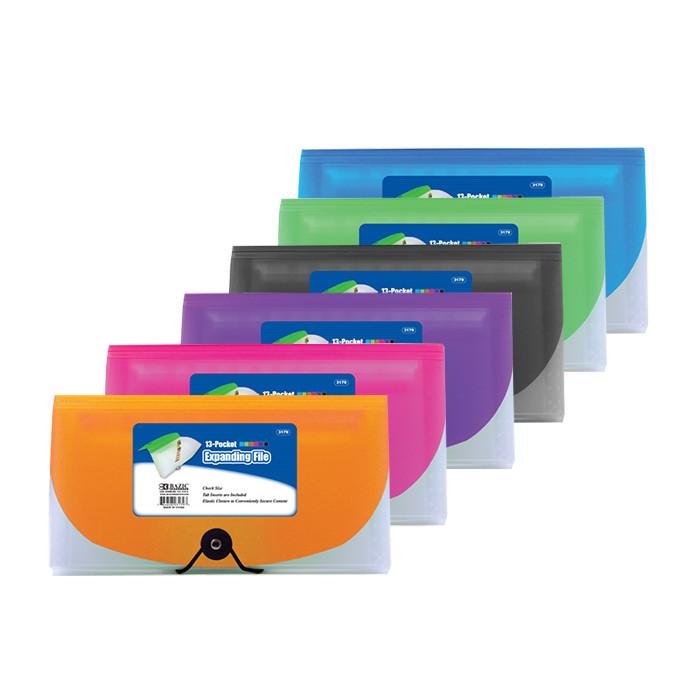 BAZIC 13-Pocket Check Size Poly Expanding File Sold in 24 Units