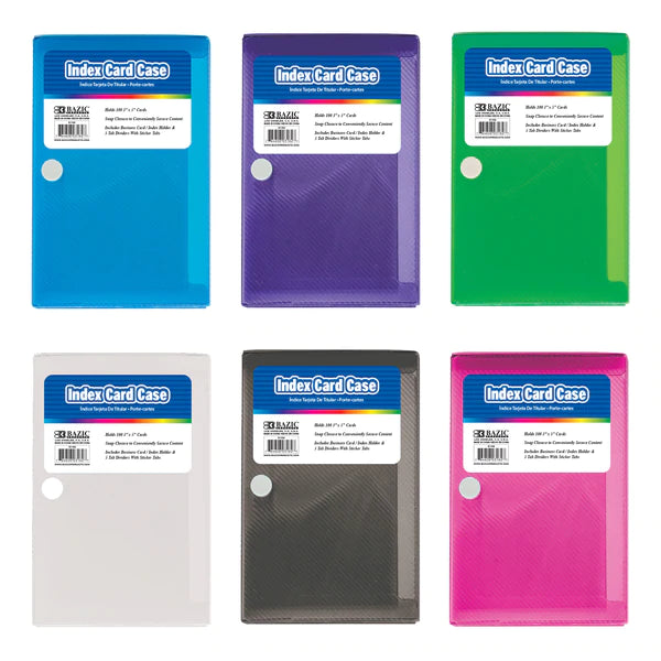 BAZIC 3" x 5" Index Card Case w/ 5 Tab Dividers Sold in 36 Units