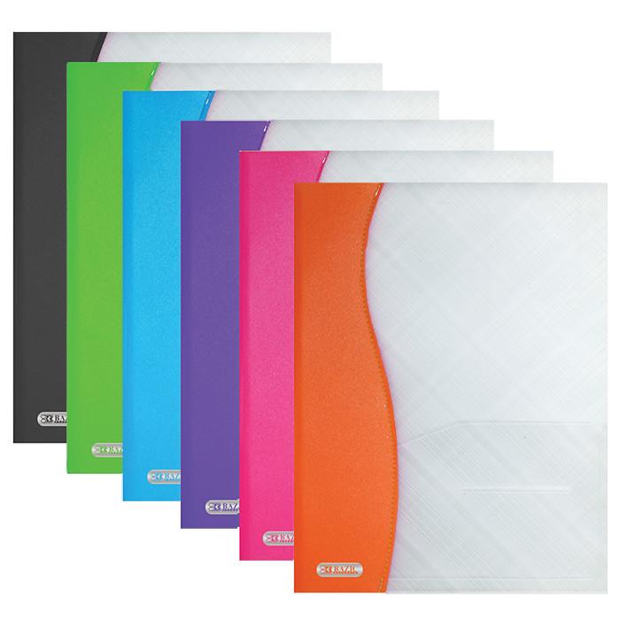 BAZIC Two Tone 2-Pockets Poly Portfolio Sold in 48 Units