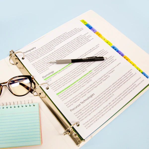 BAZIC 3-Ring Binder Dividers w/ 12 Pre-Printed A-Z Tabs Sold in 24 Units