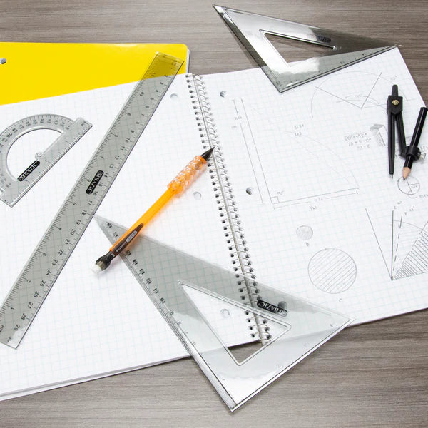 BAZIC 4-Piece Geometry Ruler Combination Sets w/ Compass Sold in 24 Units