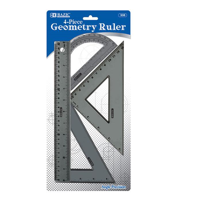 BAZIC 4-Piece Geometry Ruler Combination Sets Sold in 24 Units