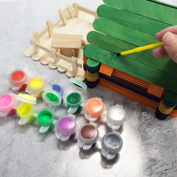 BAZIC 12 Color 5mL Kids' Paint w/ Brush Sold in 24 Units