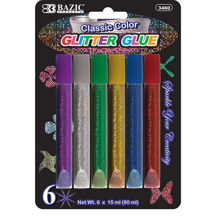 BAZIC 15mL Classic Glitter Glue Pen (6/Pack) Sold in 24 Units