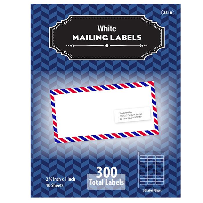 BAZIC 1" X 2 5/8" White Address Labels (300/Pack) Sold in 24 Units