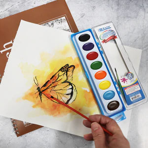 8 Ct. Color Semi Moist Watercolor W/ Brush Sold in 24 Units