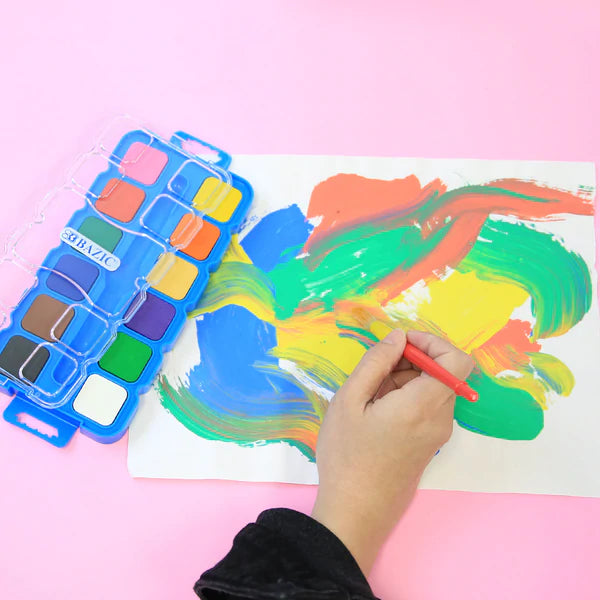 BAZIC 12 Color Watercolor w/ Brush & Mixing Palette Sold in 24 Units