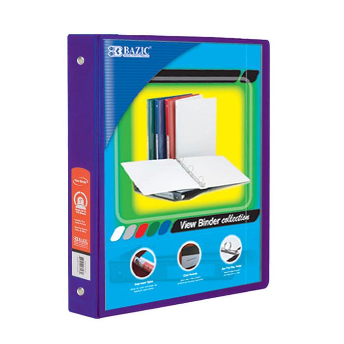 1" Purple 3-Ring View Binder With 2 Pockets Sold in 12 Units