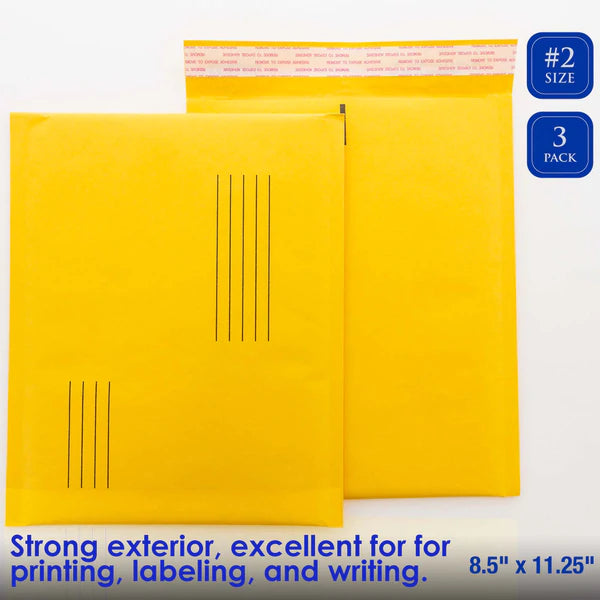 BAZIC 8.5" X 11.25" (#2) Self-Seal Bubble Mailers (3/Pack) Sold in 24 Units