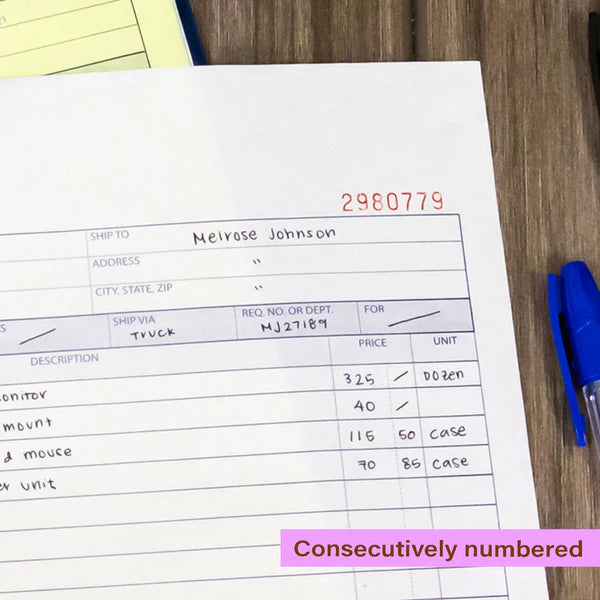 BAZIC 30 Sets 8 3/8" x 10 11/16" 2-Part Carbonless Purchase Order Book Sold in 24 Units